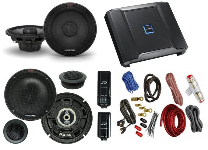 Alpine R2-S65 6.5" Coaxial+R2-S65C Component Speakers + R2-A60F Amplifier Bundle