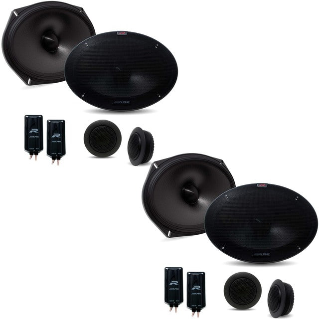 2 Pair Alpine R-S69C.2 Component 600W Peak R-Series 6x9" Component 2-Way Speakers