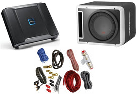 Alpine R-SB10V Pre-Loaded R-Series 10-inch Subwoofer Enclosure, R-A75M 750 Watt Mono Amplifier, and Wiring Kit