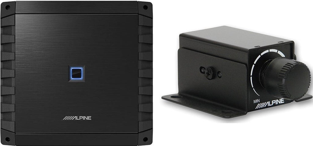 Alpine S2-A60M S-Series Class D 600 W Mono Subwoofer Amplifier + RUX-KNOB.2 Remote Bass Level Control