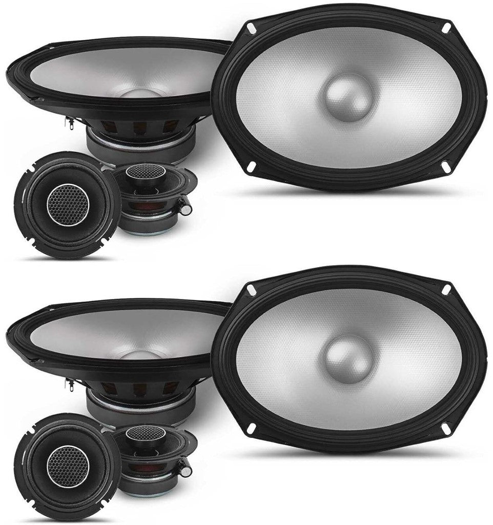 2 Alpine S Series S2-S69C 6x9" Hi-Res Component Car Audio Speaker System & KIT10 Installation AMP Kit