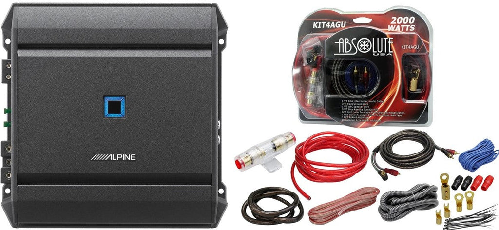 Alpine S2-A60M 1-Ch 600W Monoblock Class-D Amplifier + Absolute KIT4AGU 4G Amp Kit