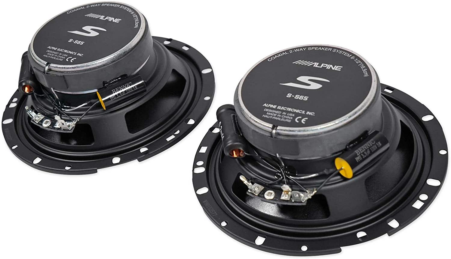 2 Alpine S-S65 Car Speaker 480W Max (160W RMS) 6.5" Type-S 2-Way Coaxial Car Speakers