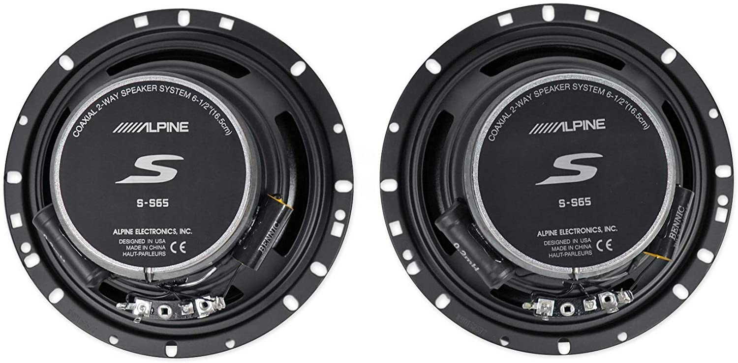 2 Alpine S-S65 + Front or Rear Speaker Adapters + Harness For Select Honda and Acura Vehicles