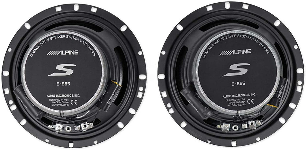 2 Alpine S-S65 Car Speaker 480W Max (160W RMS) 6.5" 2-Way Coaxial Car Speakers