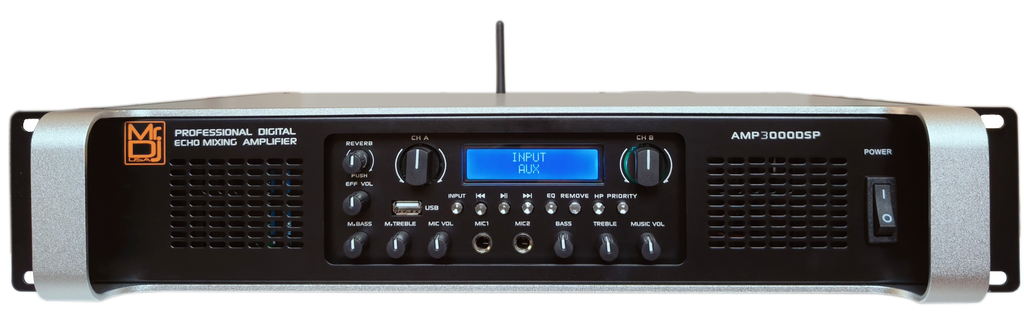 MR DJ AMP3000DSP 2Ch Class AB 3000W PA DJ Power Amplifier Onboard DSP Bluetooth USB