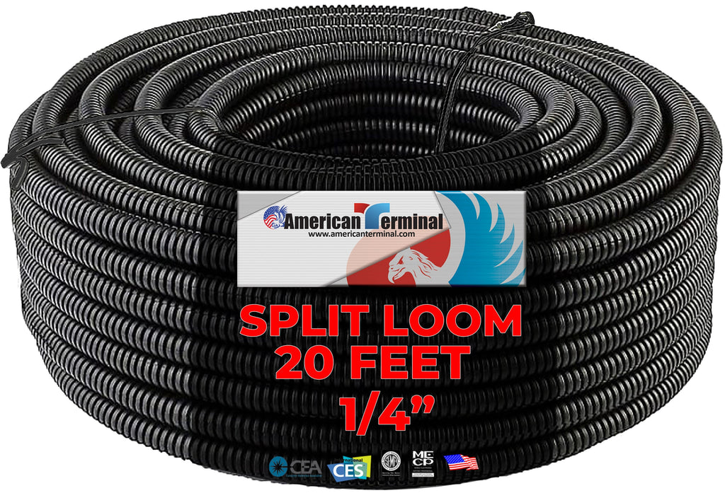 American Terminal SLT14-20 20' 1/4" split loom wire tubing hose cover auto home marine