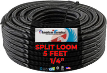 Load image into Gallery viewer, American Terminal SLT14 5 FT 1/4" INCH Split Loom Tubing Wire Conduit Hose Cover Auto Home Marine Black Marine Black