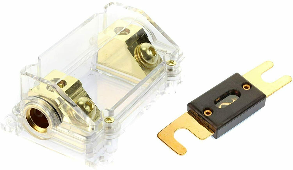Absolute USA ANH-0 Gold Inline ANL Fuse Holder Fits 0, 2, 4 Gauge with 120AMP Fuse