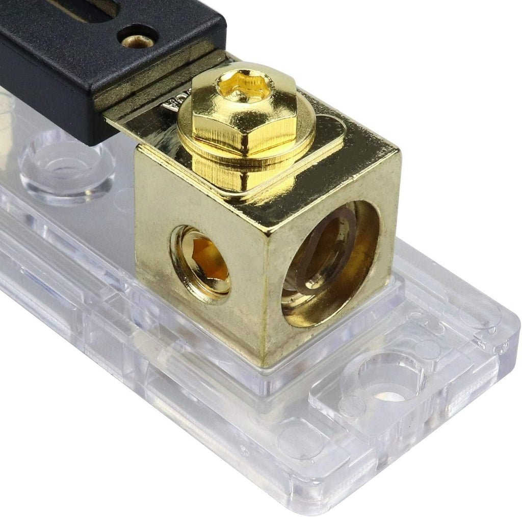 Absolute ANH-3 0/2/4 Gauge AWG in-Line ANL Fuse Holder & Gold Plated 60 Amp Fuse