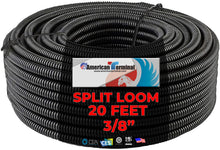 Load image into Gallery viewer, American Terminal 20 Feet Black 3/8" Split Wire Loom Conduit Polyethylene Tubing Black