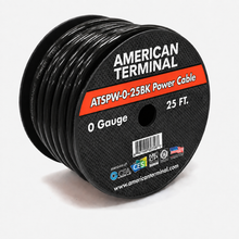 Load image into Gallery viewer, A TERMINAL 25 FEET 0 GAUGE BLACK POWER / GROUND WIRE CABLE 1/0 GAUGE CAR AUDIO