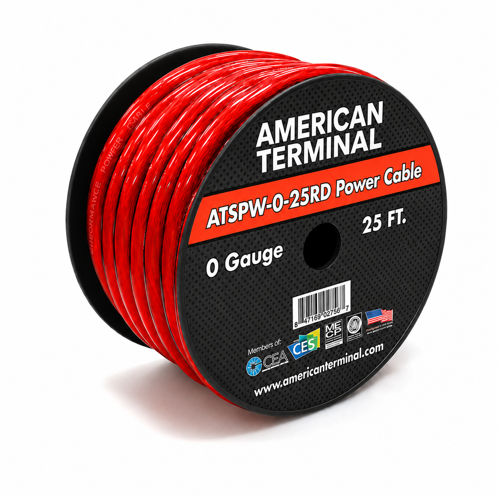 A/T 1/0 Gauge Red 25ft Power/Ground Wire True Spec and Soft Touch Cable