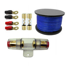 Load image into Gallery viewer, Absolute Inline AGU Fuse Holder + RT4 Ring Terminal + AGU100 Fuses + 4G Blue Power Cable