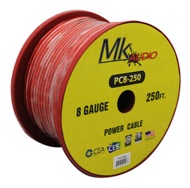 2 MK Audio PC8250RD 8GA 250' Red Power Ground Wire Car Audio Amplifier Marine Cable