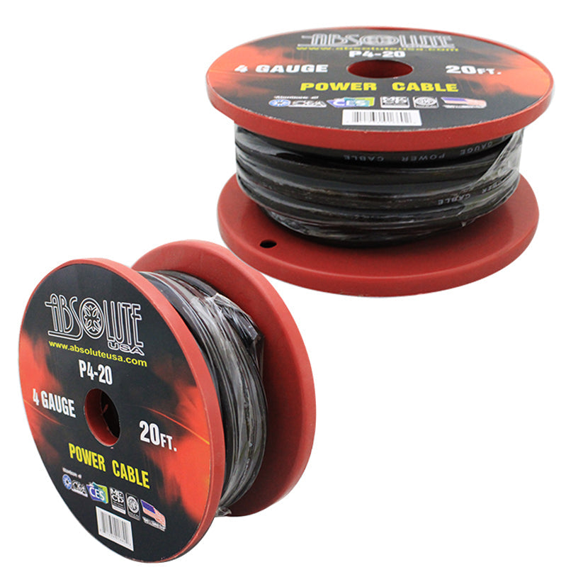 20' FT 4 GAUGE GA AWG BLACK WIRE CABLE POWER GROUND PRIMARY AMP AUDIO