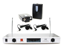 Load image into Gallery viewer, MR DJ MICVHF5400 2 Channel Professional PA/DJ/KTV/Karaoke VHF Lapel Bodypack Wireless Microphone System with Digital Receiver