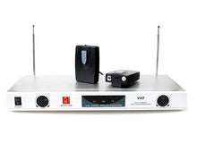Load image into Gallery viewer, MR DJ MICVHF5400 2 Channel Professional PA/DJ/KTV/Karaoke VHF Lapel Bodypack Wireless Microphone System with Digital Receiver