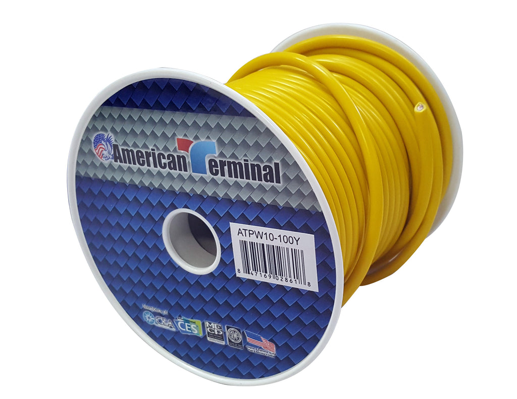 American Terminal ATPW10-100Y 10GA 100' Yellow Primary Remote Power Ground Wire