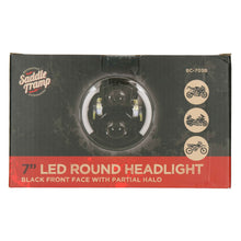 Load image into Gallery viewer, Saddle Tramp BC-703B Round Motorcycle Headlights with Black Face and Partial Halo - 7 Inch