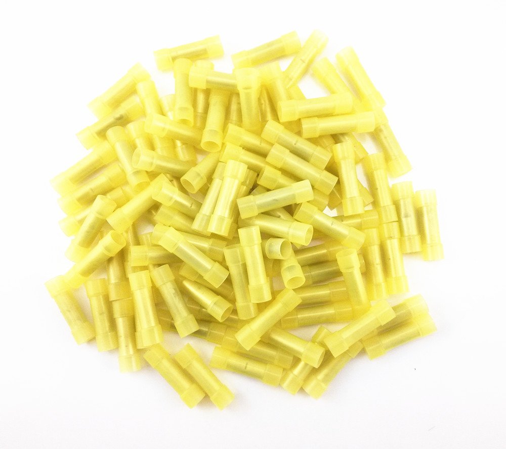 MK Audio KBC1210Y 500pcs 12 - 10 Gauge Yellow insulated Nylon crimp Butt Connectors
