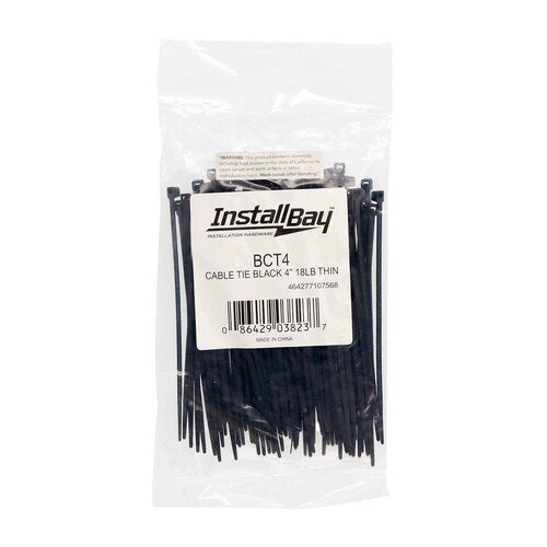 Install Bay BCT4 Black Cable Tie - 4 Inch, Package of 100
