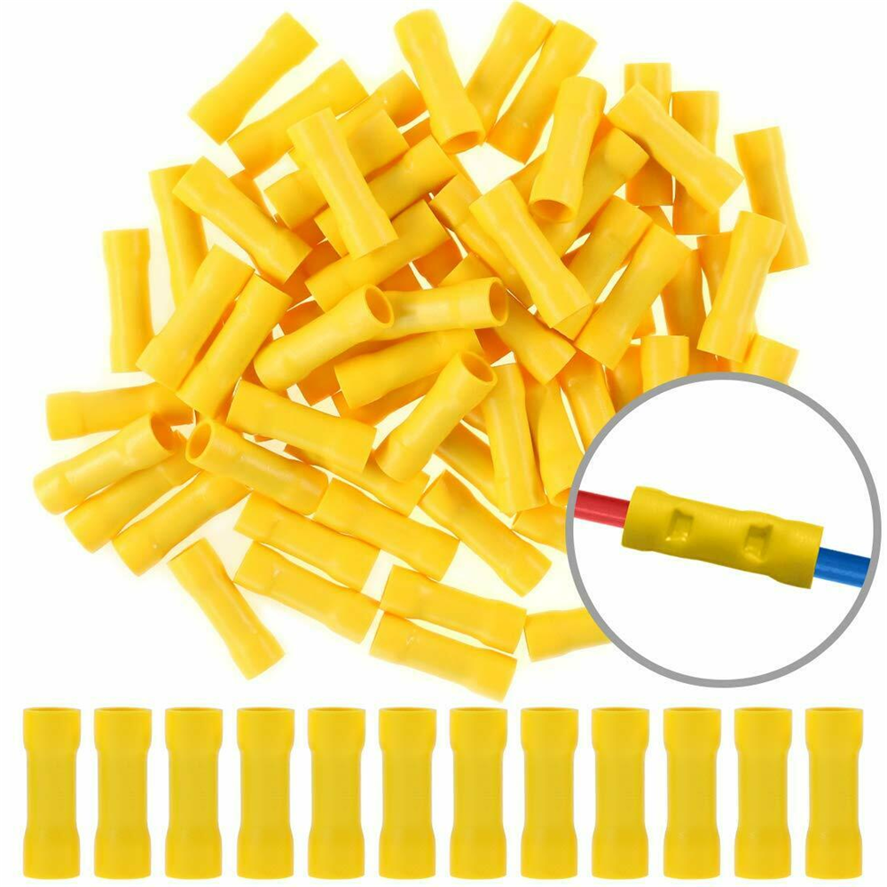 MK Audio KBCV1210Y 500pcs 12-10 Gauge Yellow insulated crimp terminals Butt Connectors