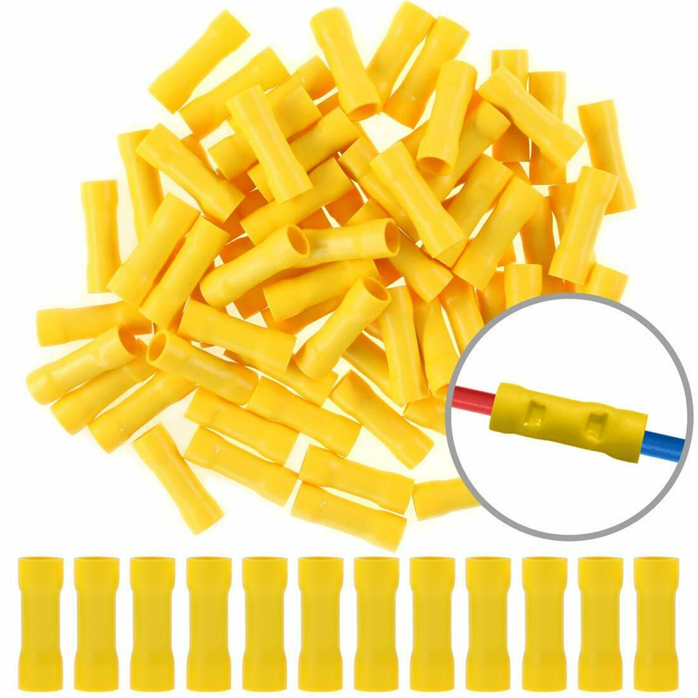 MK Audio KBCV1210Y 50 pcs 12 - 10 Gauge AWG Yellow insulated crimp terminals connectors Butt Connectors