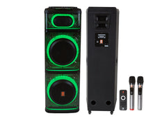 Load image into Gallery viewer, MR DJ BEVERLY HILLS 55000W Dual 12” Bluetooth Rechargeable Party Speaker Ring Partylights 2 Wireless Mic TWS Portable DJ PA System