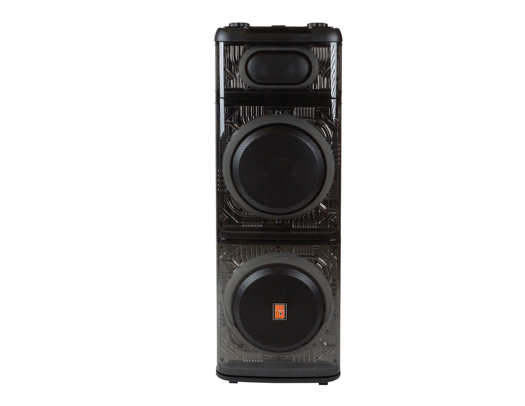 2 MR DJ BEVERLY HILLS 55000W Dual 12” Bluetooth Rechargeable Party Speaker Ring Partylights 2 Wireless Mic TWS Portable DJ PA System