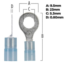Load image into Gallery viewer, Install Bay BNRT14 Blue Nylon Ring Terminals 16-14 GA 1/4 inch - Package of 100