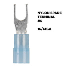 Load image into Gallery viewer, Install Bay BNST6 Blue Nylon Spade Terminals 16-14 Gauge #6 - Package of 100