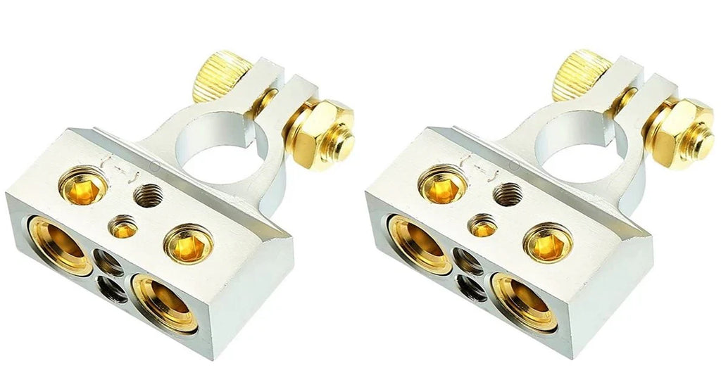 2 XP Audio XBTC300N 0/2/4/6/8 AWG Single Negative Power Battery Terminal Connectors Chrome