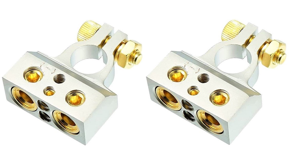 2 DC Sound DBTC300N 0/2/4/6/8 AWG Single Negative Power Battery Terminal Connectors Chrome