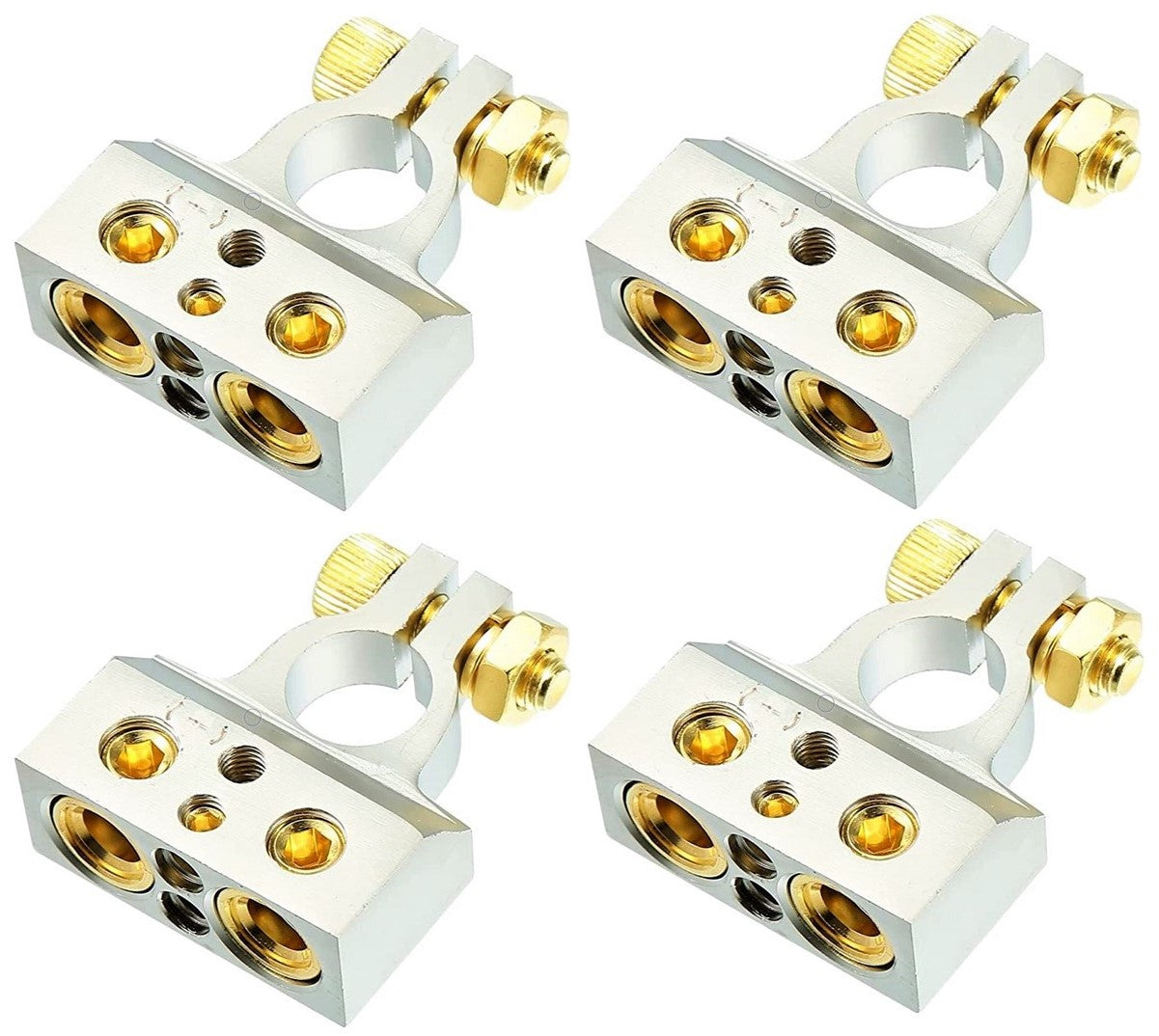 4 DC Sound DBTC300N 0/2/4/6/8 AWG Single Negative Power Battery Terminal Connectors Chrome