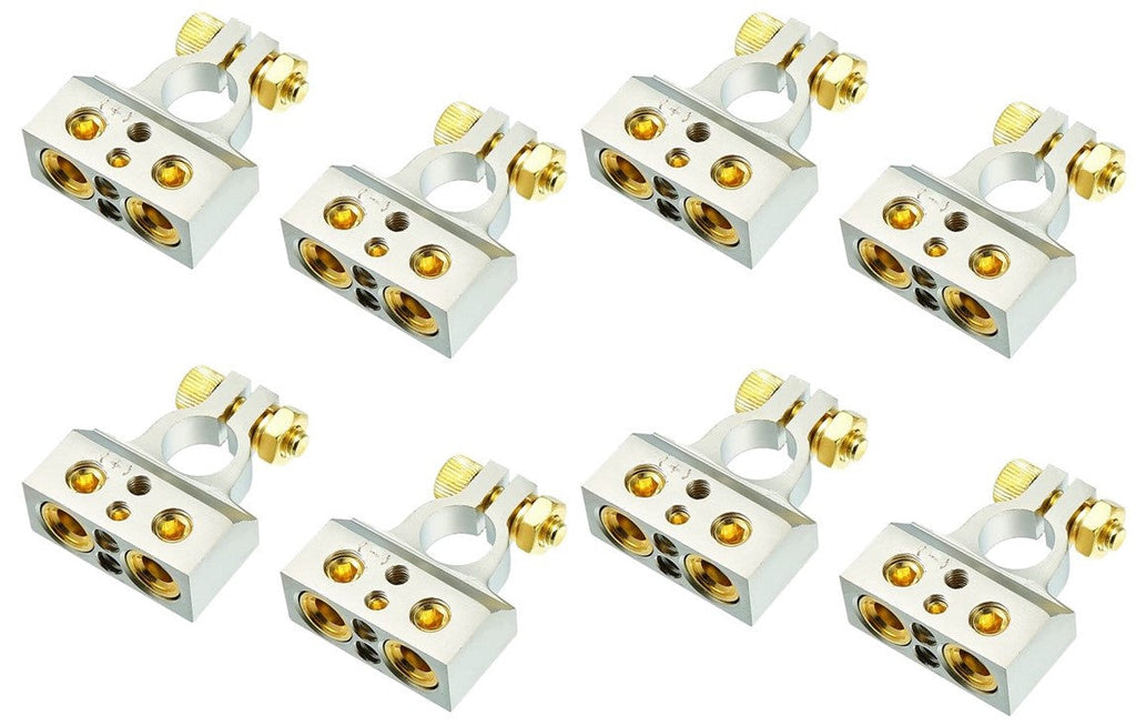 8 MK Audio MBTC300PN 0/2/4/6/8 AWG Single Positive & Negative Power Battery Terminal Connectors Chrome