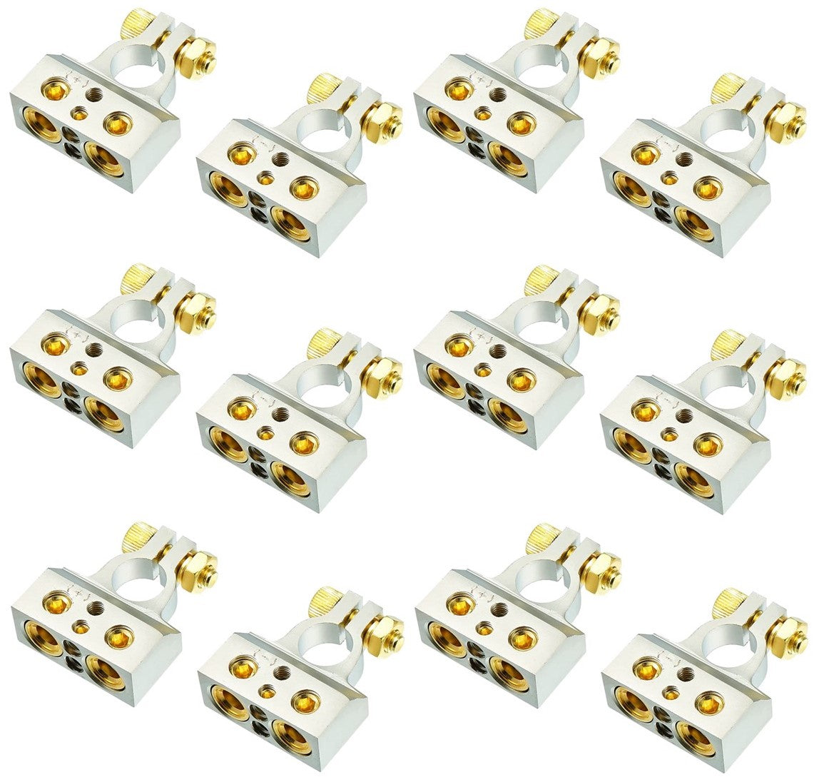 6 DC Sound DBTC300PN 0/2/4/6/8 AWG Single Positive & Negative Power Battery Terminal Connectors Chrome