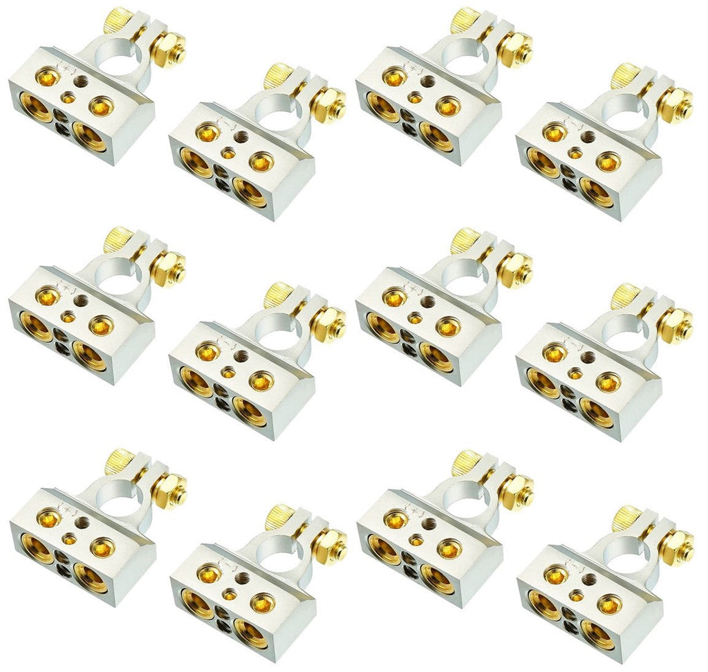 12 MK Audio MBTC300PN 0/2/4/6/8 AWG Single Positive & Negative Power Battery Terminal Connectors Chrome