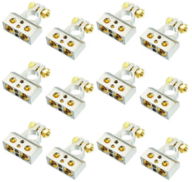 12 MK Audio MBTC300PN 0/2/4/6/8 AWG Single Positive & Negative Power Battery Terminal Connectors Chrome