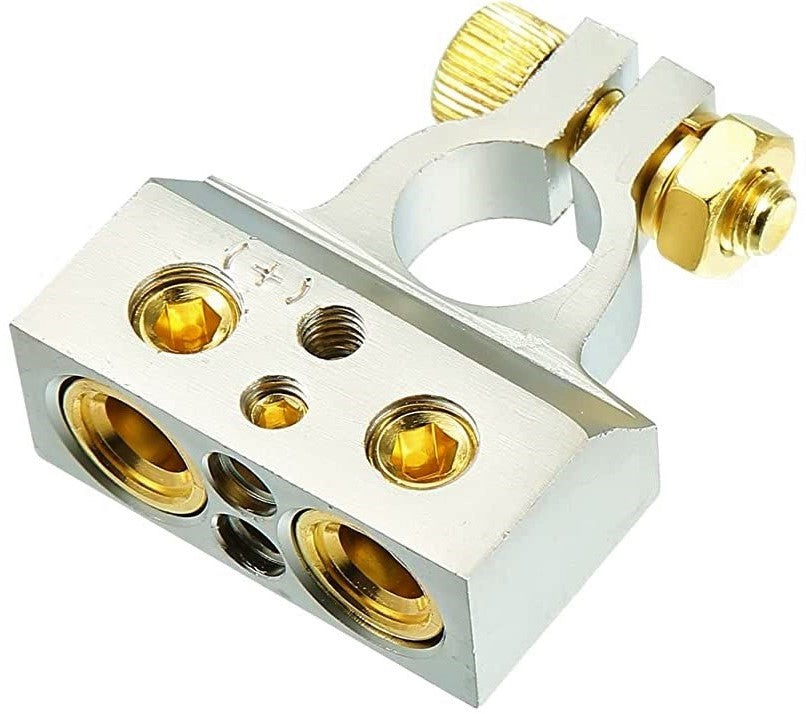 2 MK Audio MBTC300P 0/2/4/6/8 AWG Single Positive Power Battery Terminal Connectors Chrome