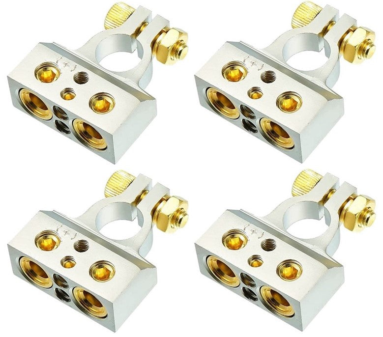 4 DC Sound DBTC300P 0/2/4/6/8 AWG Single Positive Power Battery Terminal Connectors Chrome