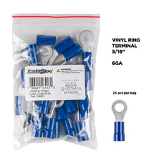 Load image into Gallery viewer, Install Bay BVRT6516 Blue Vinyl Ring Terminal 6 Gauge 5/16 inch - Package of 25