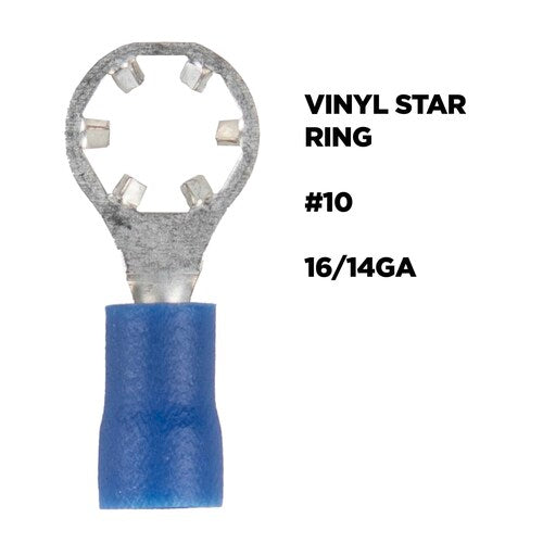 Install Bay BVSRT10 BLUE #10 STAR RING TERMINAL 16-14 Pack of 100