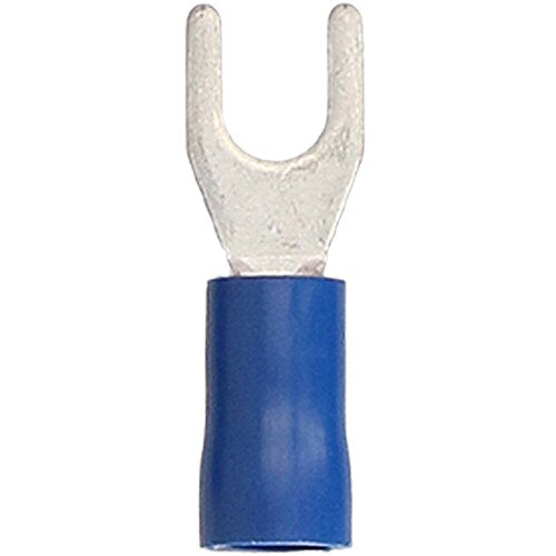 Install Bay BVST6 Blue Vinyl Spade Terminal 16-14 Gauge #6 Package of 100