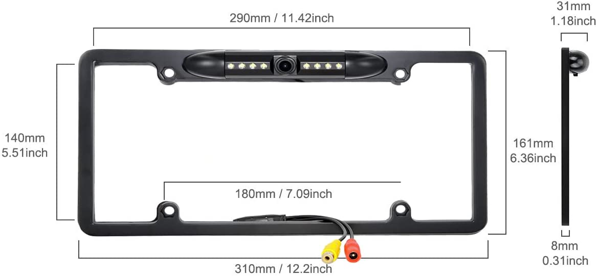 Backup Camera Rearview License Plate Frame for JVC KWV840BT KW-V840BT Black