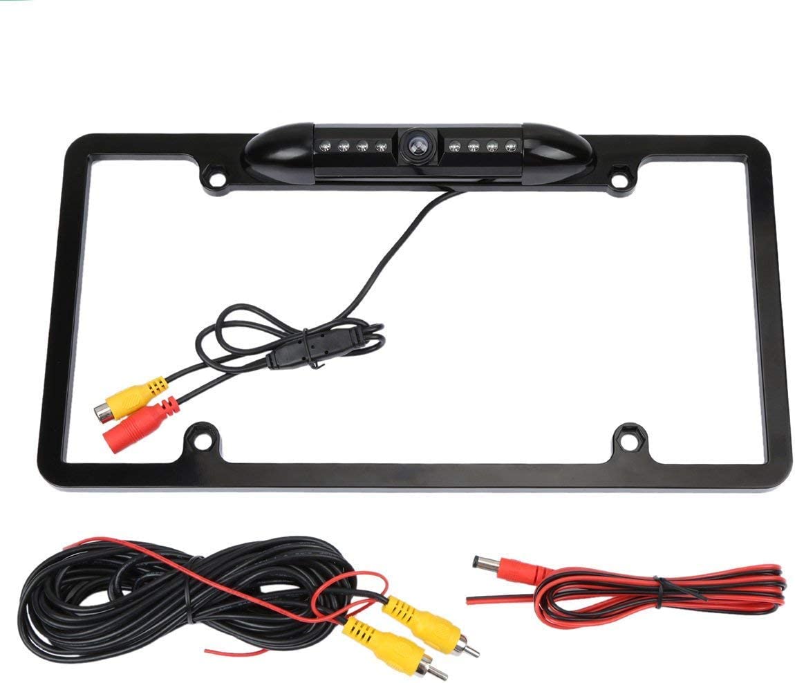 Absolute Backup Camera Rearview License Plate Frame for ALPINE INEW970HD INE-W970HD Black