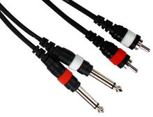 Load image into Gallery viewer, MR DJ CDQR12 12' Dual 1/4" TS Mono to Dual RCA Male Pro DJ PA Audio Cable