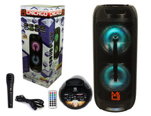 Load image into Gallery viewer, Mr. Dj CHICAGO Dual 8" Portable Bluetooth Speaker<br/>Dual 8" PA DJ Active Powered TWS Portable Bluetooth Speaker 2500 Watts LCD/MP3/USB/micro SD
