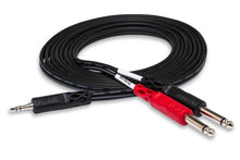 Load image into Gallery viewer, Hosa CMP-159 Stereo Breakout Cable - 3.5mm TRS Male to Left and Right 1/4-inch TS Male - 10 foot