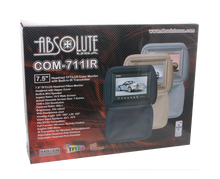 Load image into Gallery viewer, Absolute COM711IRC 7.5" Universal Headrest TFT/LCD Monitor W/IR Zipper Cover